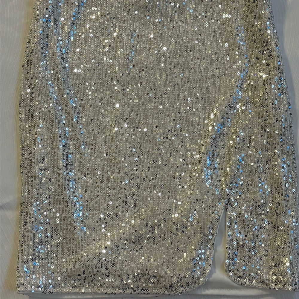 Princess Polly Silver Sequin Mini Skirt